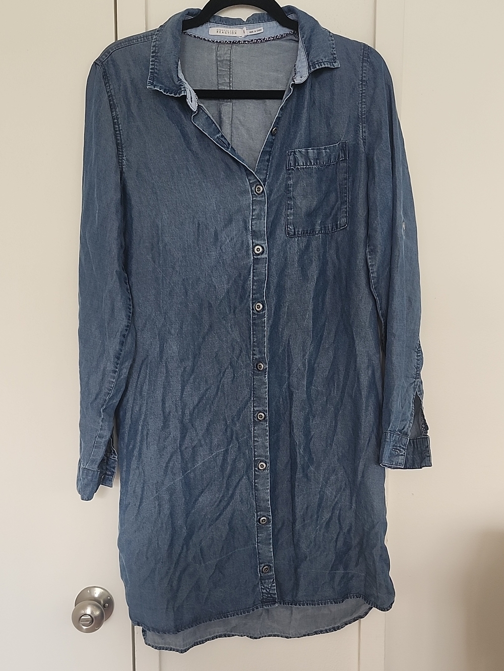 Kenneth Cole Denim Button-Down Shirt Dress in Blue